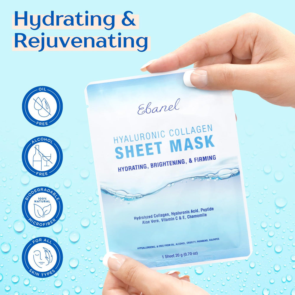 10 Pack Collagen Face Mask, Instant Brightening & Hydrating Face Sheet Mask with Aloe Vera, Hyaluronic Acid, Vitamin C and E, Chamomile, Anti Aging Face Mask with Hydrolyzed Collagen, Peptide