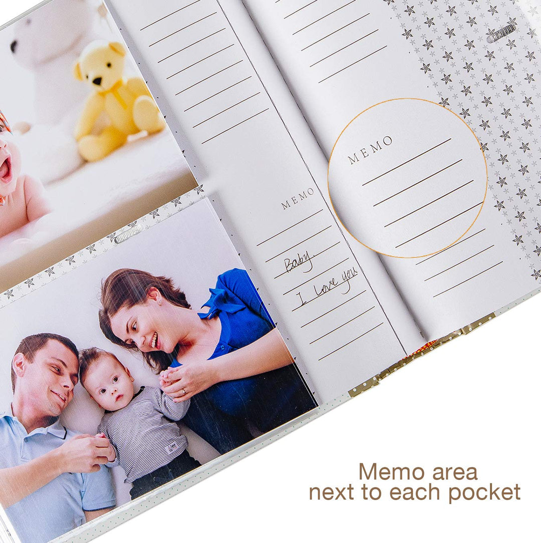 Memo Photo Album 4x6 200 Photos, Family Baby Kids Cute Photo Album with Writing Space