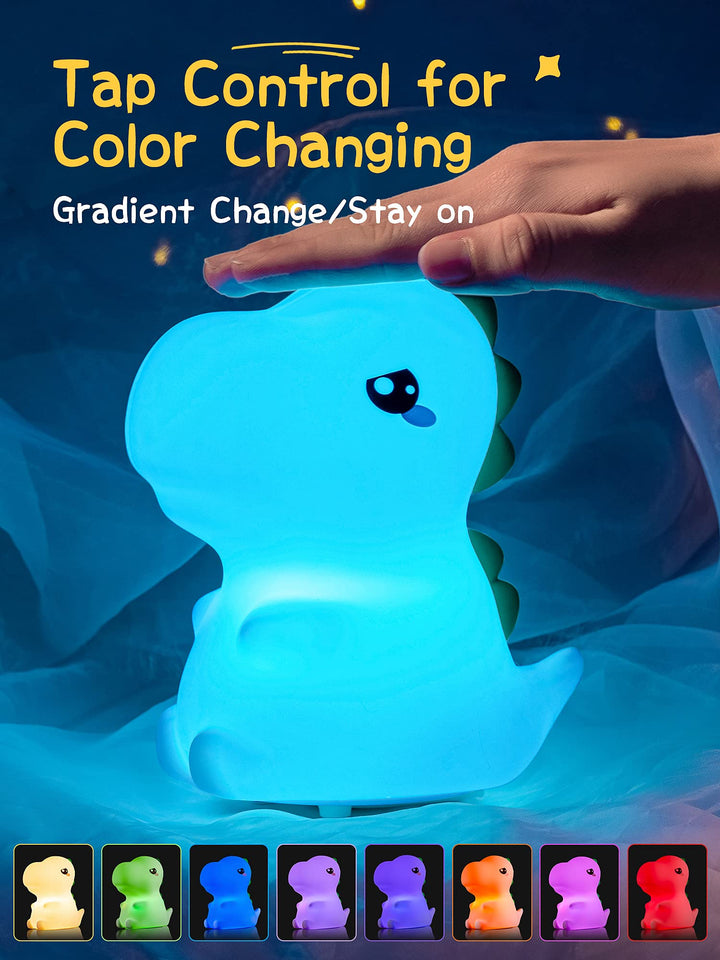 Cute Kids Night Light Night Lamp Night Lights for Kids Bedroom Toddler Baby Portable Silicone Battery Led Nightlight Nursery (Dinosaur)