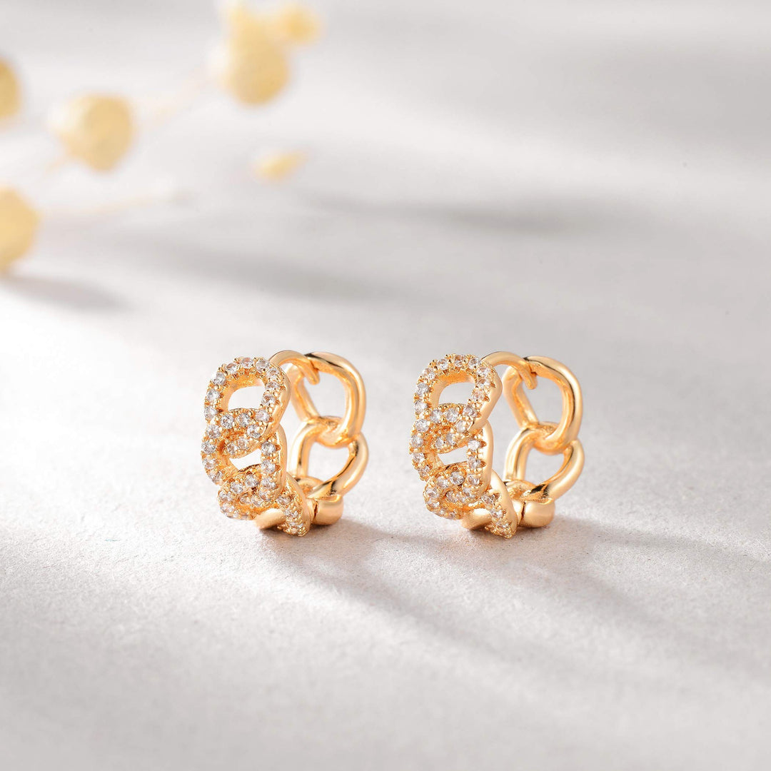Gold Hoop Earrings for Women 18K Gold Plated Hoop Earrings with Shining Cubic Zriconia Handmade Hoop Earrings for Everyday Jewelry