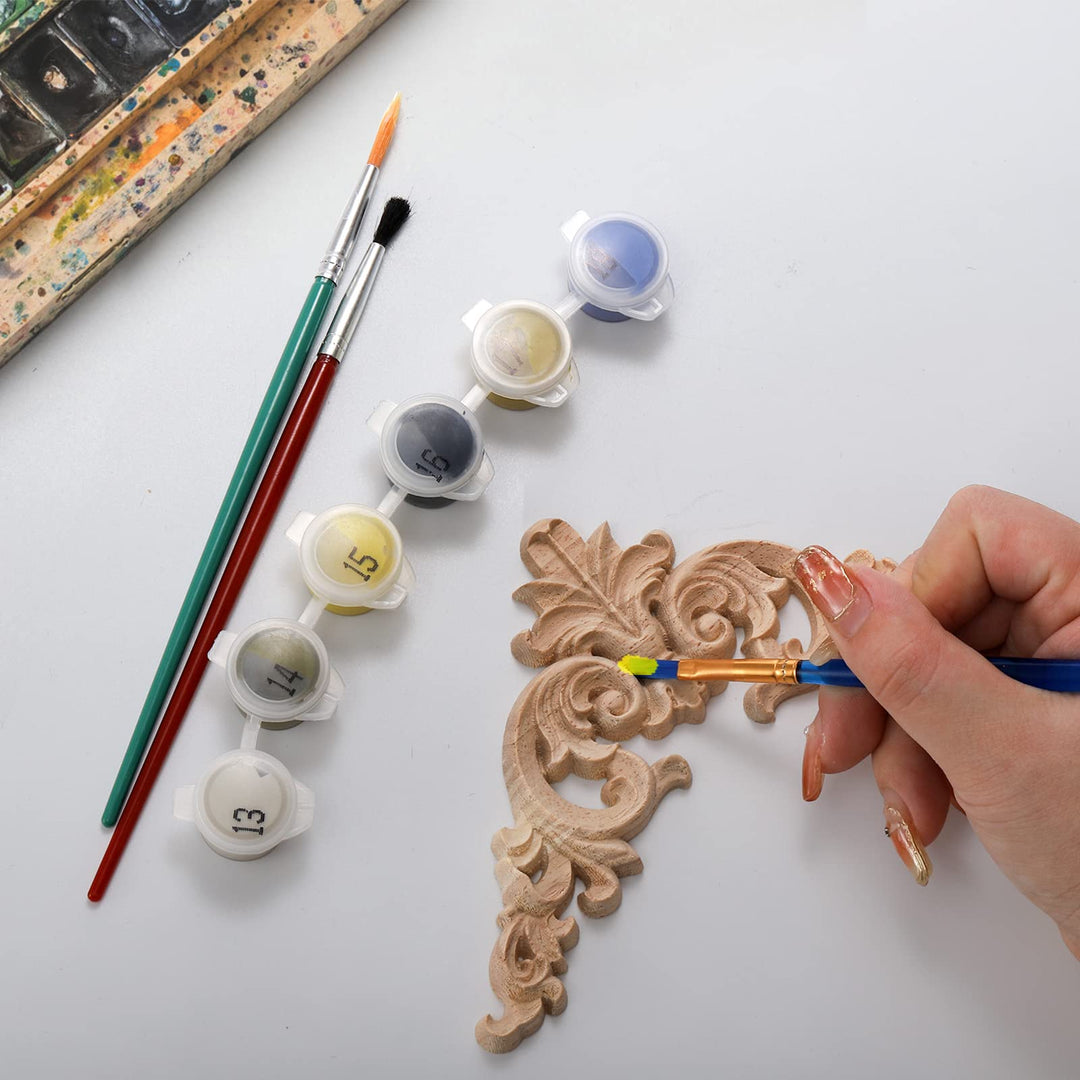 12 Pieces Wood Appliques Onlays, Decorative Wooden Applique Carved Natural Long Trim Appliques and Onlays for Bed, Door, Cabinet, Dresser, Wardrobe, Furniture Decoration, 2 Sizes