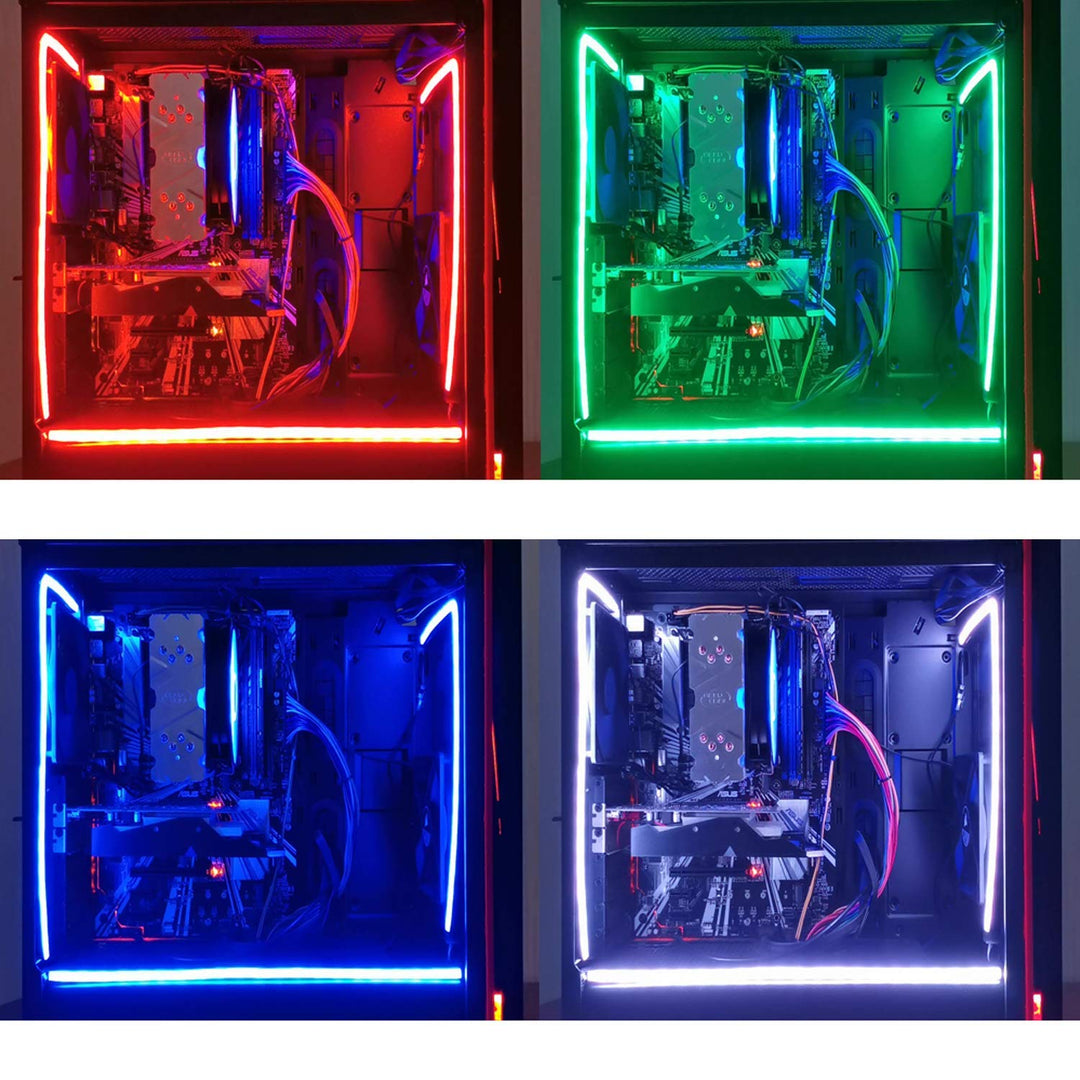 NEON RGB LED Strip for PC, 48 LEDs 2 x 15.7inch RGB Strips for for Motherboards 12V 4Pin RGB LED Header, Easy to Install with 12 pcs Strong Magnetic Brackets