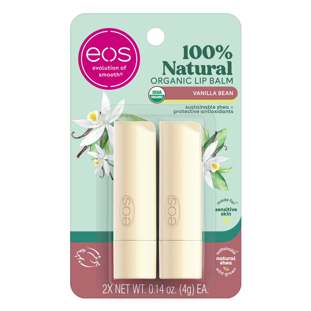 Vanilla Bean , 0.28 Ounce : EOS 2 Piece Organic Lip Balm Stick, Vanilla Bean, 0.28 Ounce