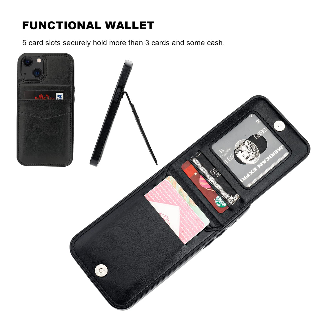 KIHUWEY Compatible with iPhone 13 Case Wallet with Cred