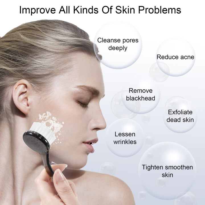 Facial Cleansing Brush, Facial Exfoliating Brush Face Wash Scrub Exfoliator Brush for Makeup Skincare Removal, 4 Pack (Transparent Black)