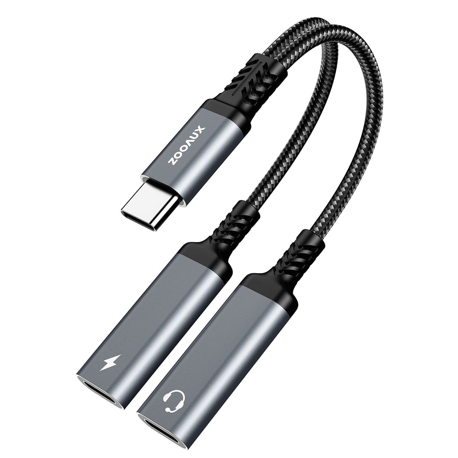 USB C Splitter, Dual USB C Headphone and Charger Adapter,2-in-1 Type C Audio Dongle Cable with PD 60W Fast Charging Support Call Music for Pixel 4 3 XL,Galaxy S23 S22 S21 S20, Xperia