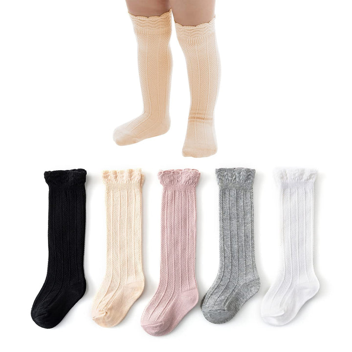 Baby Girls Knee High Socks Tube Cute Stockings Long Unisex Infants Toddler Sock Tights Baby Multicolor 3-12 Months