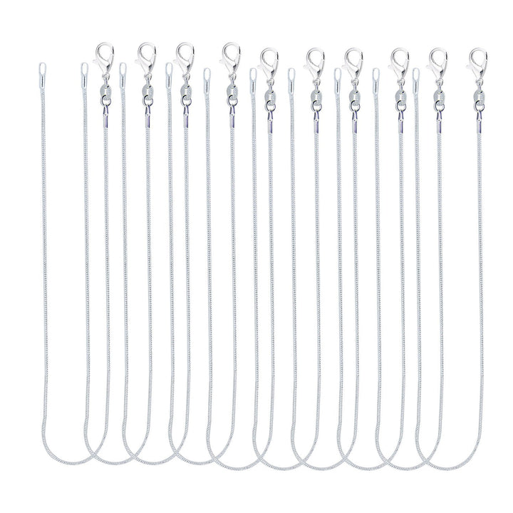 10pcs 24 Inch Silver Plated with 925 Stamp 1.2mm DIY Snake Chain Charms Link Necklace With Lobster Clasps for Jewelry Making (24)