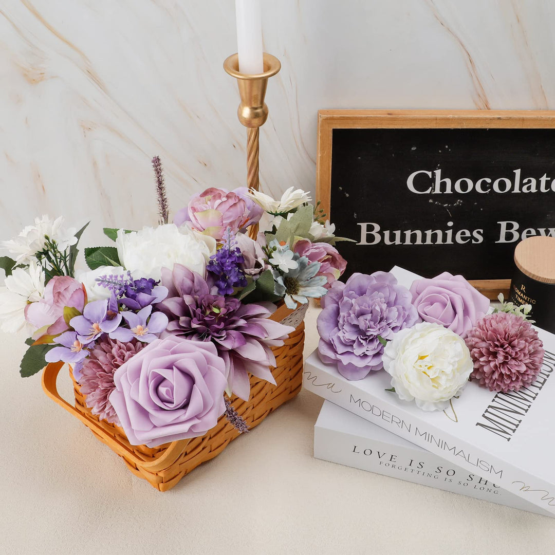 COCOBOO Artificial Purple Flowers Combo for DIY Wedding