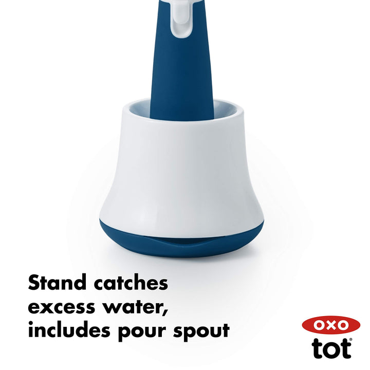 Tot Bottle Brush with Nipple Cleaner and Stand - Navy