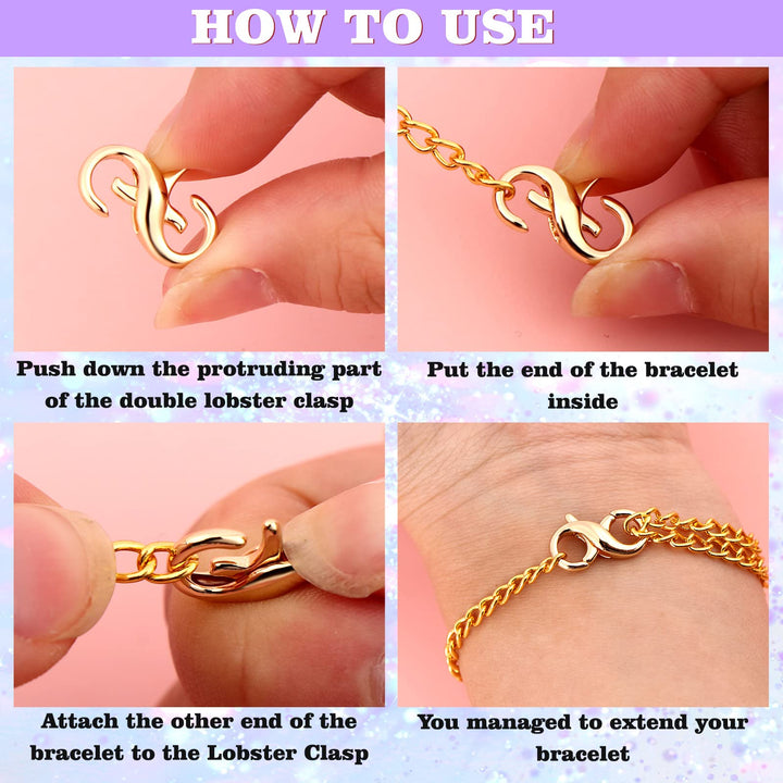 10Pcs Lobster Clasp Double Opening Infinity Figure Eight Lobster Clasp 9 X 12mm Jewelry Clasps Connectors for Jewelry Repair Bracelet Necklace Making, Light Small Extender Lobster Clasps