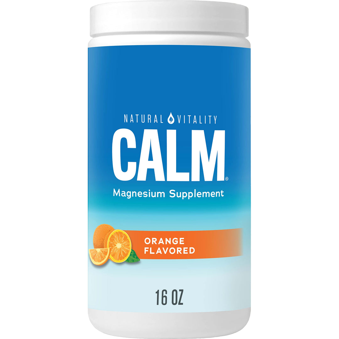 Calm, Magnesium Citrate Supplement, Anti-Stress Drink Mix Powder, Gluten Free, Vegan, &amp; Non-GMO, Orange, 16 oz