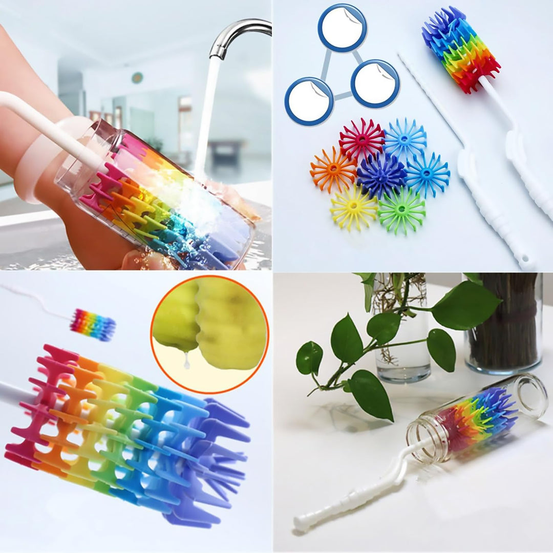 Bottle Brush Cleaner-Baby Milk Bottle Cleaner Soft Silicone Bottle Brusher / 360 Degree Rotating Long Handle Brush for Washing Glassware, Cup, Decanter, Narrow Neck Brewing Bottle