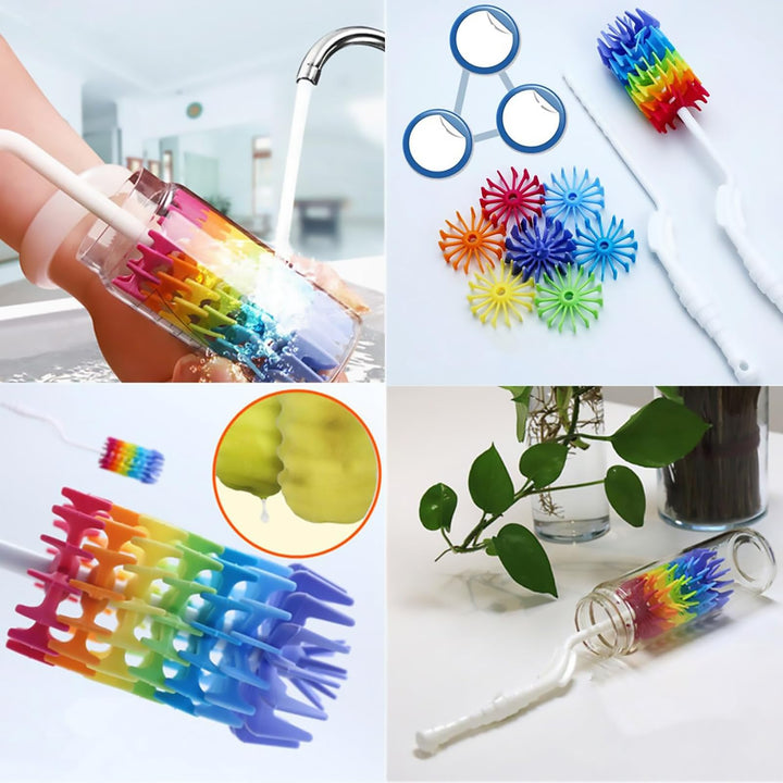 Bottle Brush Cleaner-Baby Milk Bottle Cleaner Soft Silicone Bottle Brusher / 360 Degree Rotating Long Handle Brush for Washing Glassware, Cup, Decanter, Narrow Neck Brewing Bottle