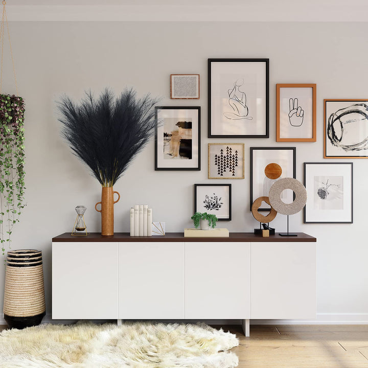 8 PCS Faux Pampas Grass 38/3.1ft Tall Artificial Pompous Grass Large Fake Pompas Branches Plants Floor Vase Filler for Flower Arrangement Home Kitchen Boho Decor (Beige)