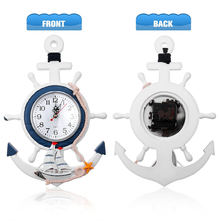 Anchor Clock Mediterranean Style Wall Clock Beach Sea T