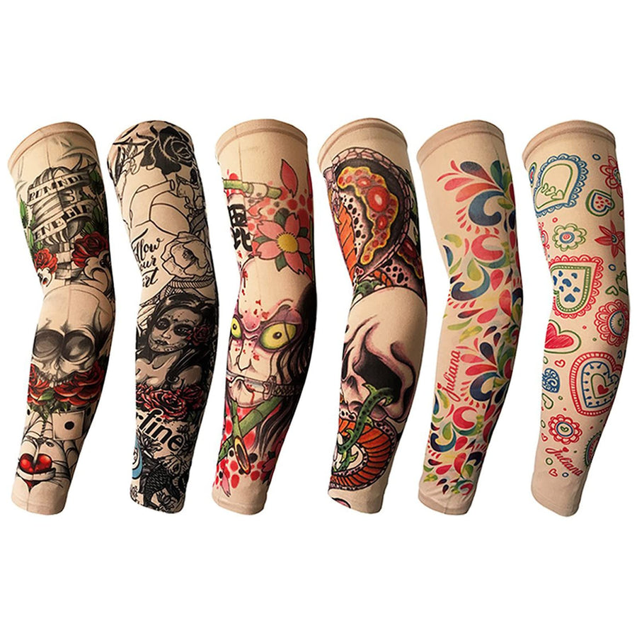 Tattoo Sleeves for Men, 6Pcs Arm Sleeves Fake Tattoos Sleeves to Cover Arms Sun Protection Sleeves Tattoo Sleeve Covers Tattoo Cover Up Sleeve Temporary Tattoo Sleeves for Men and Women (Set 5)