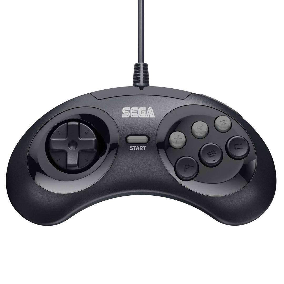 Official Sega Genesis USB Controller 6-Button Arcade Pad for Sega Genesis Mini, PS3, PC, Mac, Steam, Switch - USB Port - (Black)