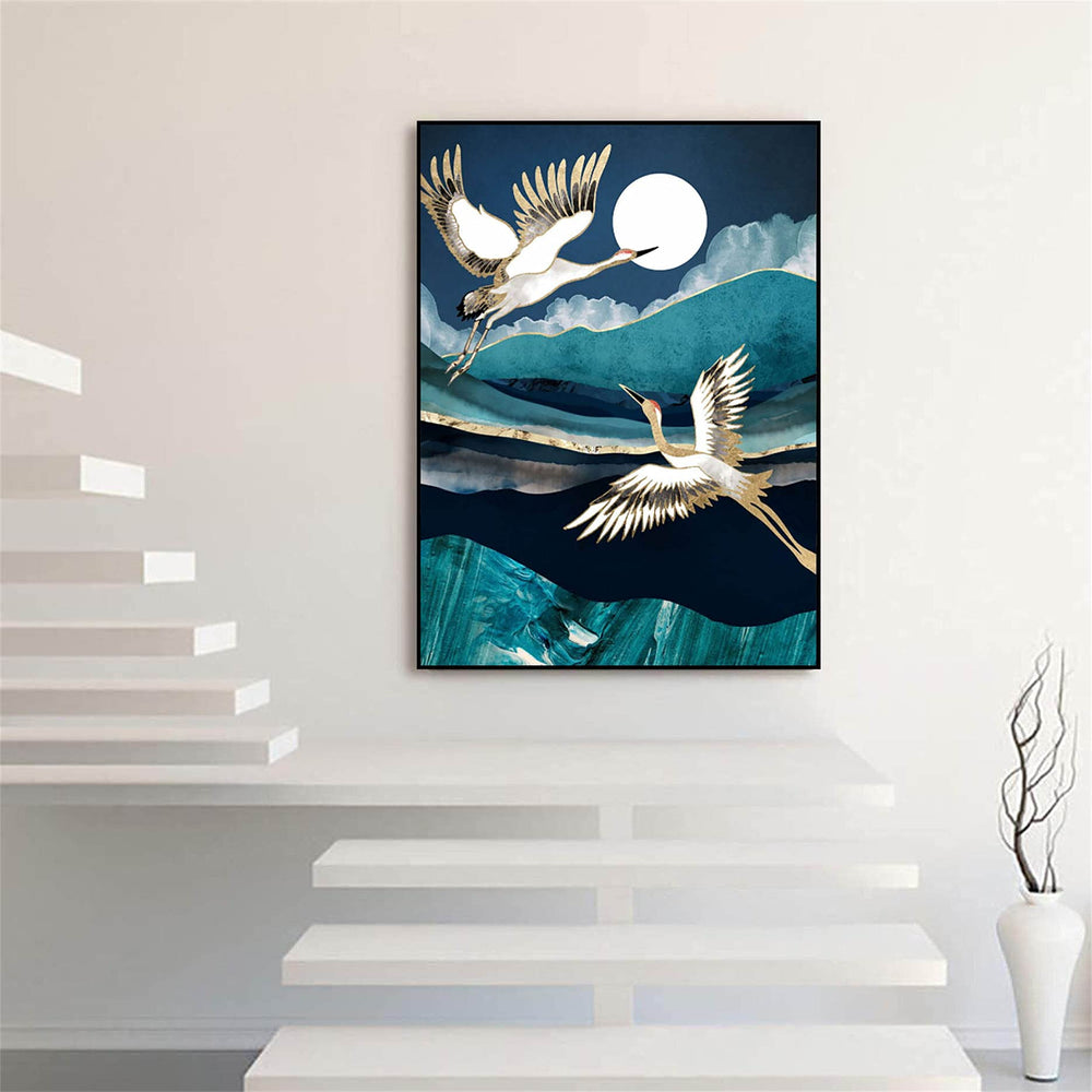 5D Diamond Painting Kit,Diamond Art Kits for Adults,Diamond Dots,Paint with Diamonds Round for Gift,Wall Decor(12x16) (Midnight Cranes)