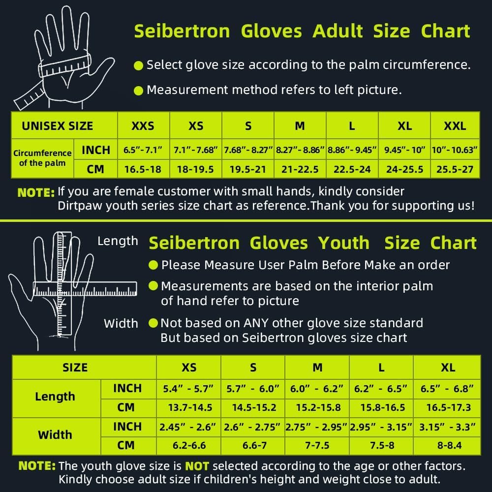 Dirtpaw Unisex BMX MX ATV MTB Racing Gloves - Touch Recognition Full Finger Glove for Road Racing and Motorcycle Sports Black M