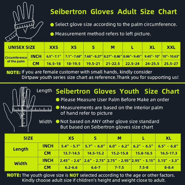 Dirtpaw Unisex BMX MX ATV MTB Racing Gloves - Touch Recognition Full Finger Glove for Road Racing and Motorcycle Sports Black M