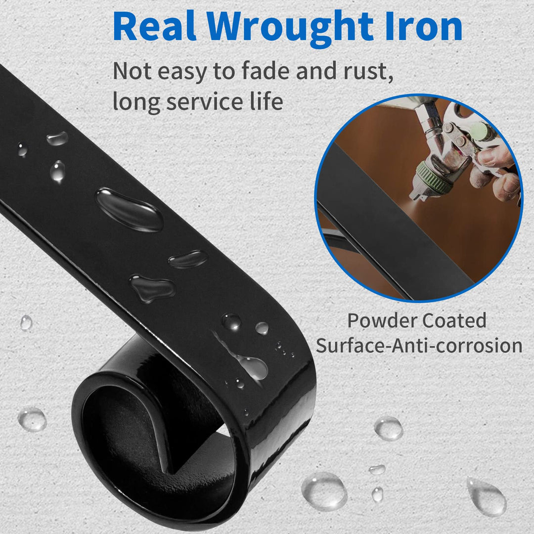 FS02 Wall Mounted Hand Railing Fit for 1-2 Steps,Handrails for Outdoor Steps, Wrought Iron Stair Railing,Simple Installation Wall Mounted Stair Handrail,Black