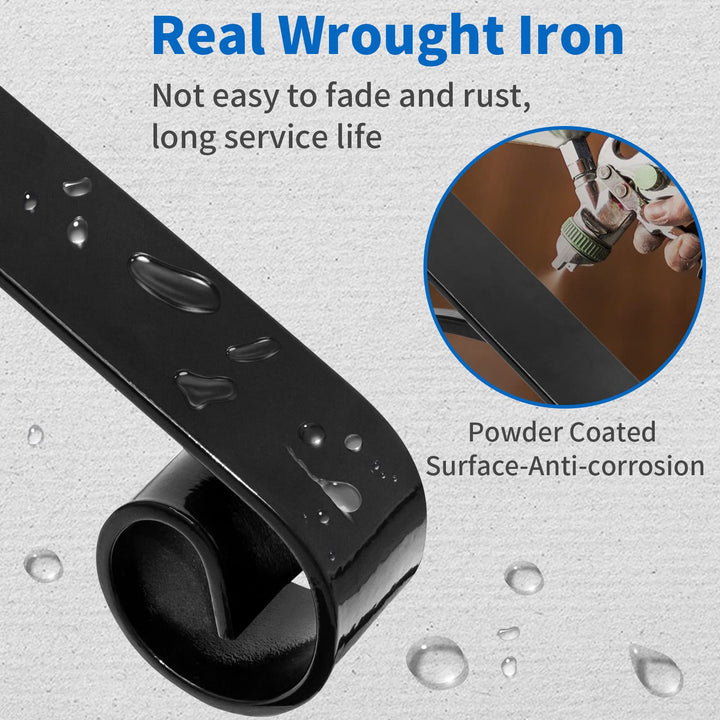 FS02 Wall Mounted Hand Railing Fit for 1-2 Steps,Handrails for Outdoor Steps, Wrought Iron Stair Railing,Simple Installation Wall Mounted Stair Handrail,Black