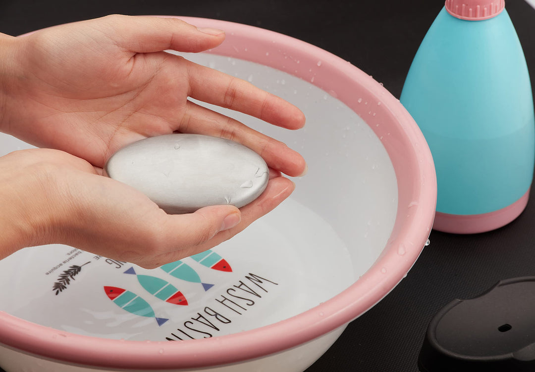 Stainless Steel Soap, 3 pcs Stainless Steel Bar Soap, Metal Soap, Odor Removing Soap Bar with Soap Dish, Remove Odor of Onion, Garlic and Fish etc