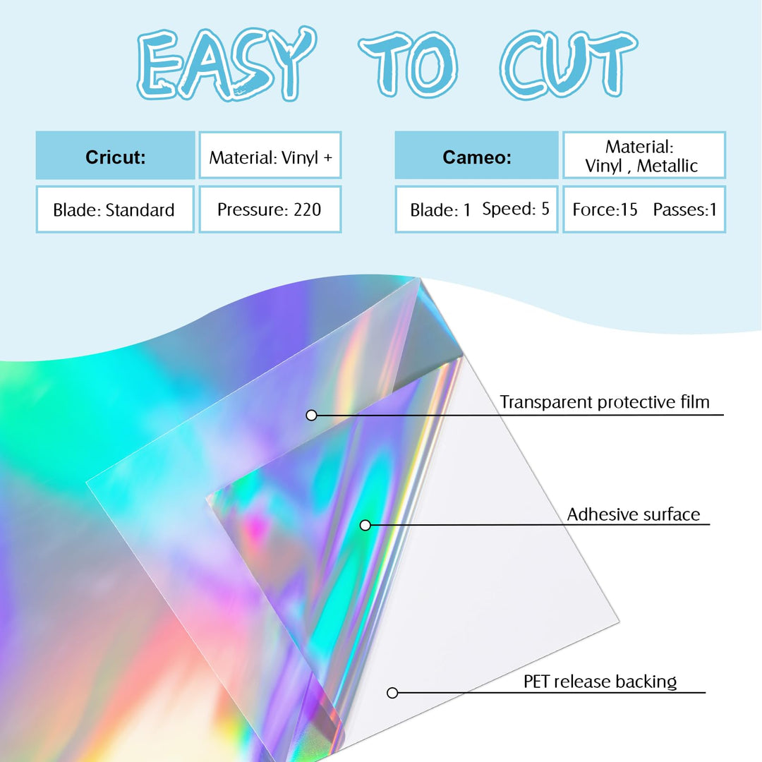 VINYL FROG Holographic Craft Adhesive Vinyl Roll 12x60 