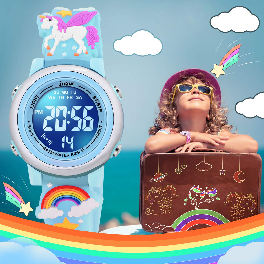 Gifts for Girls Age 3-10, Watches for Kids Toy for 3 4 5 6 7 8 Year Old Girl Birthday Festival Christmas Gift for 4-9 Year Old Girl - Unicorn Blue