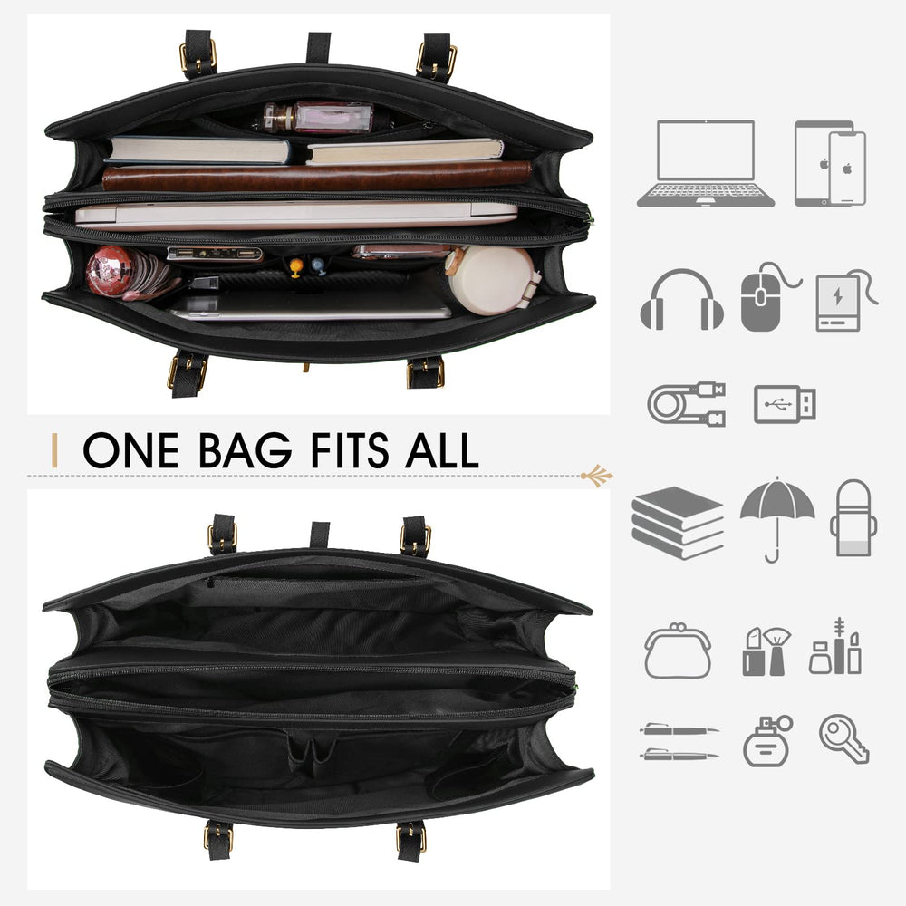 Laptop Bag for Women 15.6 Inch Leather Laptop Tote Bag Waterproof Womens Work Shoulder Bag Professional Computer Briefcase Business Office Bag Large Capacity Fashion Handbag