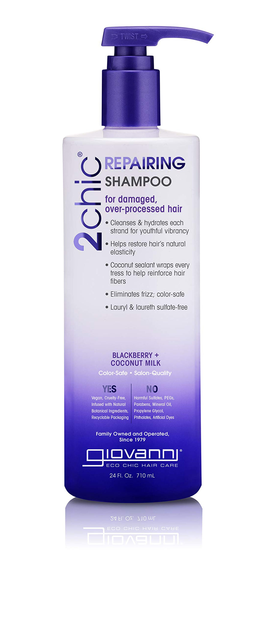 2chic Ultra-Repairing Shampoo - For Damaged, Over-Processed Hair, Helps Restore Hair's Natural Elasticity, Blackberry & Coconut Oil, Argan, Shea Butter, Color Safe - 24 oz