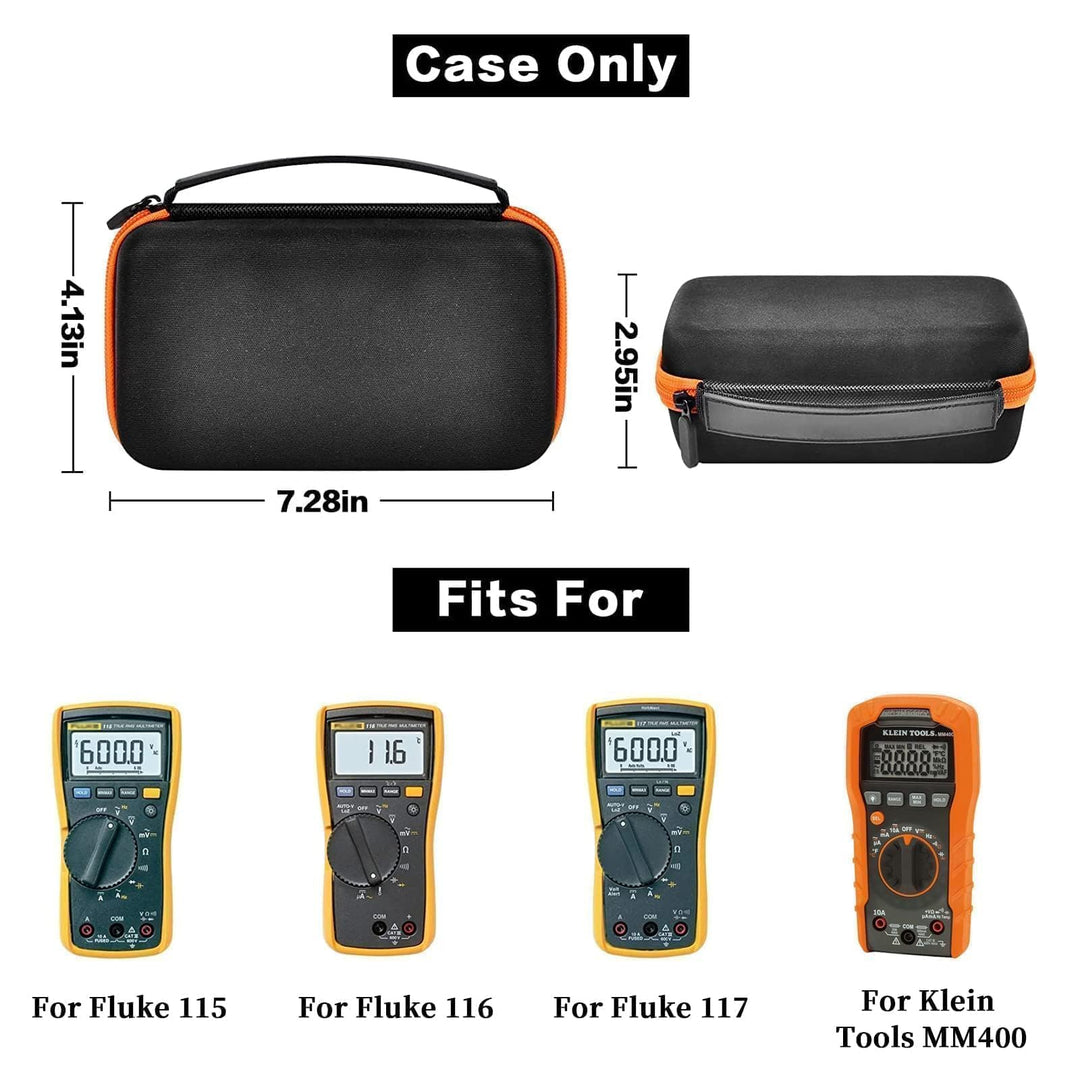 Hard Carrying Case for Klein Tools MM325/Fluke 117 115 116 114 113/MM400/MM420, Digital Multimeters Storage Organizer Bag for Multi Testers Kit Accessories&amp;Cables, Case Only