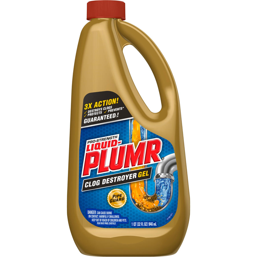 Pro-Strength Clog Destroyer Gel with PipeGuard, Liquid Drain Cleaner - 32 Ounces (Package May Vary)