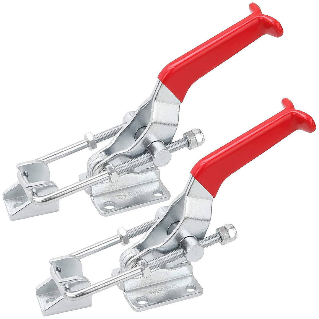 Abuff 2pcs Adjustable Toggle Clamp Set, Anti-Rust 2000lbs Heavy Duty Latch-Action Toggle Latches, Red Toggles Clamps Vertical Quick Release for Door, Box Case Trunk, Jig, Pull Latch