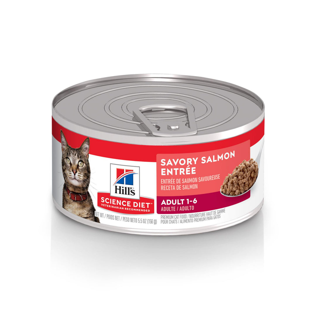 Hill&#39;s Science Diet Adult 1-6, Adult 1-6 Premium Nutrition, Wet Cat Food, Salmon Minced, 5.5 oz Can, Case of 24