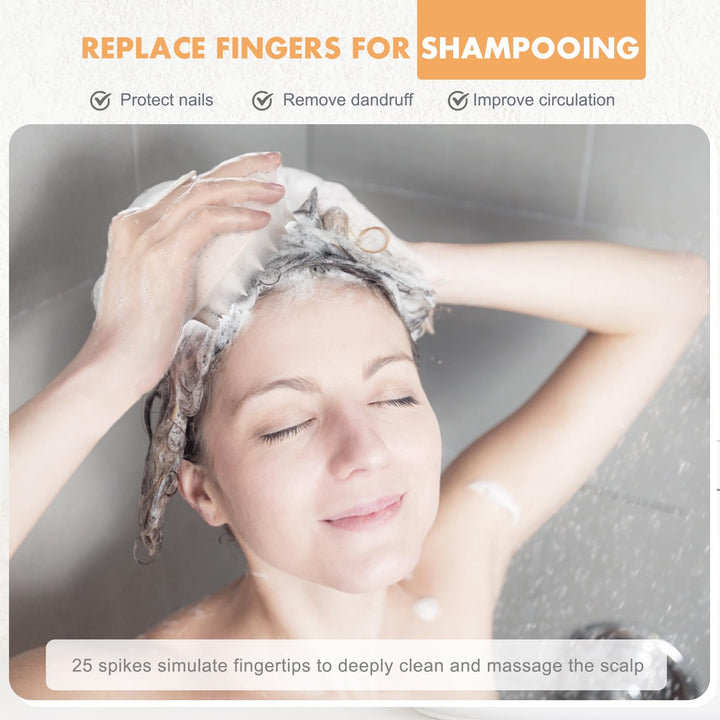 Rokoo Wet &amp; Dry Manual Head Scalp Massage Brush, Soft Silicone Bristles Care Hair Scalp Massager Shampoo Brush For The Scalp, Exfoliate And Remove Dandruff, Promote Hair Growth - Black