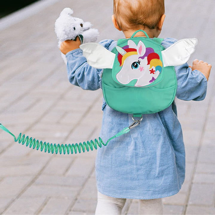 Accmor Backpack Leash For Toddler, Cute Unicorn Kid Backpacks Harness with Anti Lost Wrist Link, Mini Children Harnesses Wristband Baby Walking Leashes Rope Tether for Girls (Green)