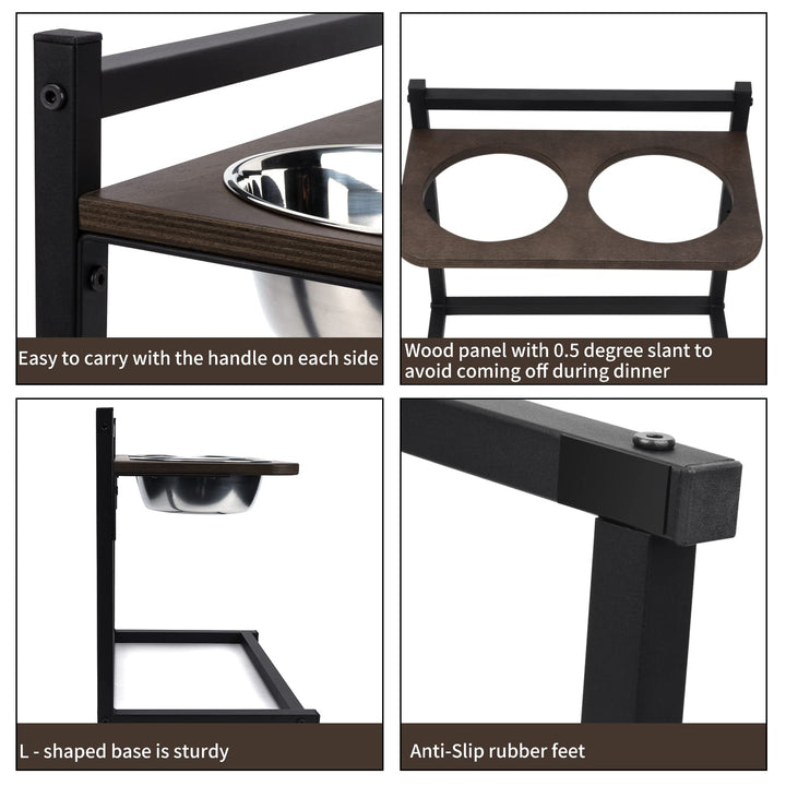 Elevated Cat&amp;Dog Bowls,Dog Sorage Organizer,Adjustable Heights Dog Toy Storage,Pet Storage Organizer with Wheel,Pet Feeding Station for Small,Medium,Large Dogs