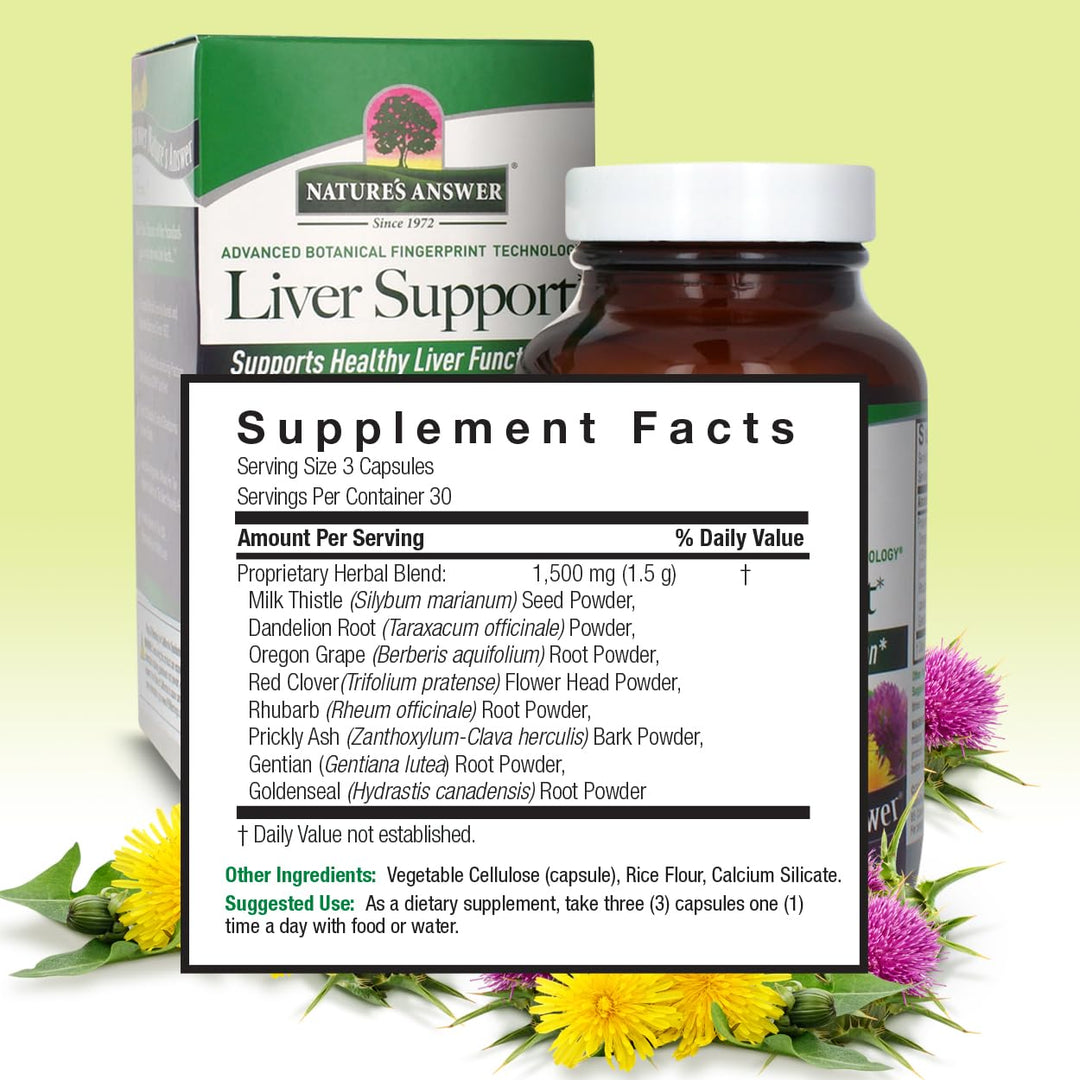 Nature&#39;s Answer Liver Support Herbal Blend Dietary Supplement | 1500mg | 90 Capsules | Supports Liver Function | Vegan | Single Count
