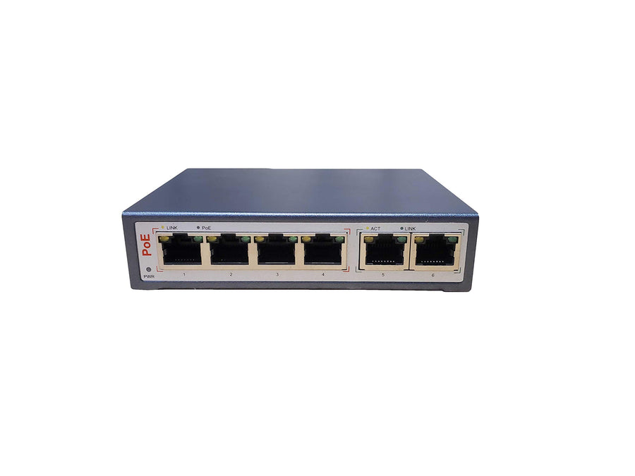 4 Port 802.3bt POE Network Switch W/ 2 Uplink Ports | Designed for POE Lighting and High Powered IP Cameras | POE++ Capable of Pushing 60 Watts per Port | 250 Watts Total Budget