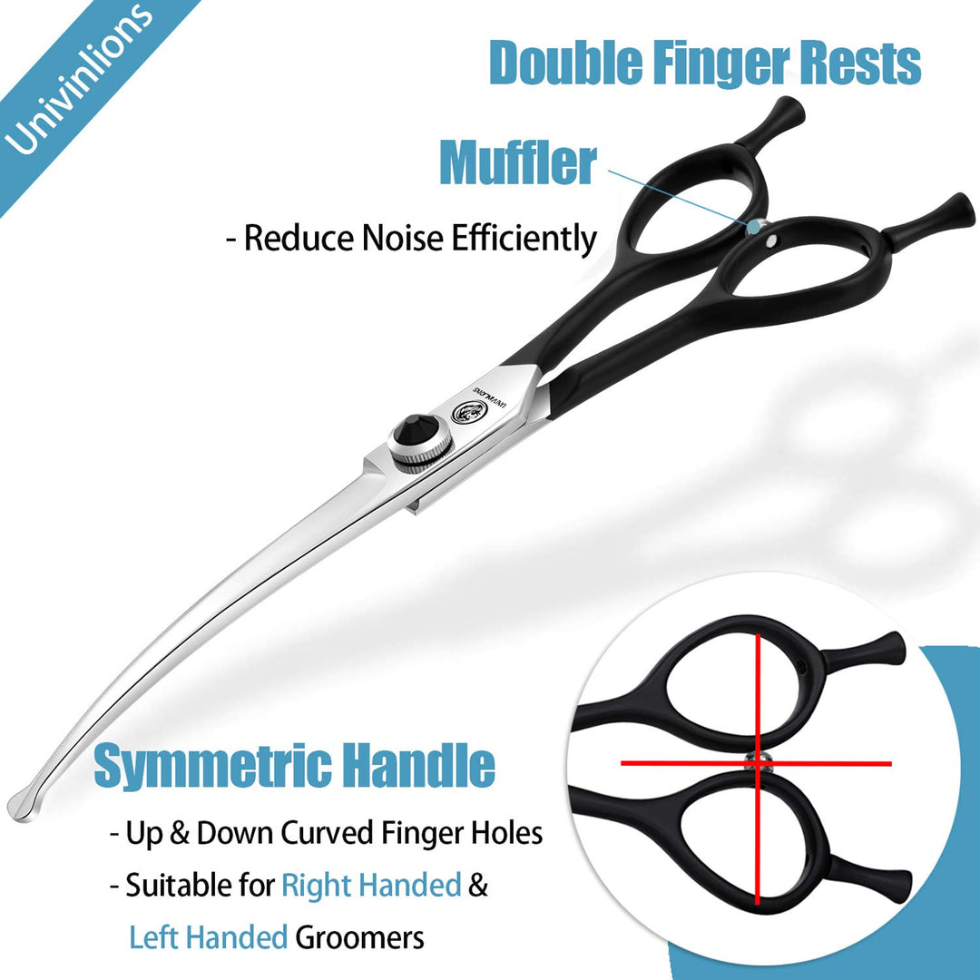 Downward Curved Dog Grooming Scissors Dog Scissors Shears for Grooming Face and Paws Safety Round Tips Dog Grooming Shears Trimming Cutting Scissors for Dog Cat Pet Grooming 6.5 Inch Univinlions