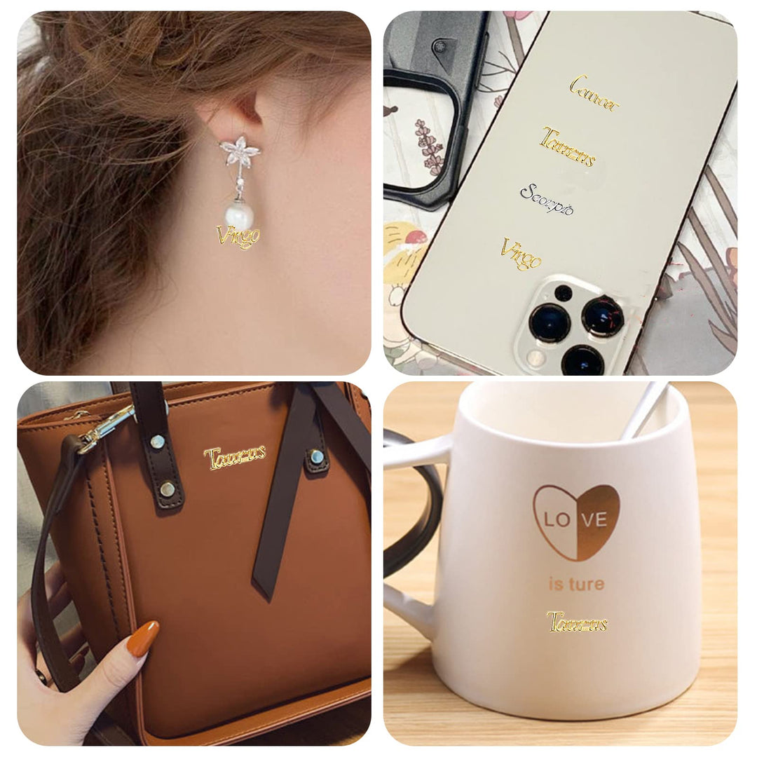 3D Nail Charms, 48 Pieces Zodiac 3D Luxury Metal Alloy Nail Art Rhinestones Charms (B)