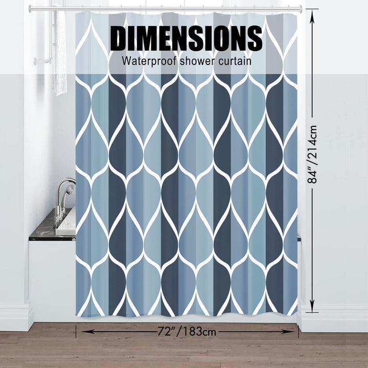 Aegean Blue Fabric Bath Shower Curtain,Waterproof Design and Polyester,Quick-Drying,Heavy Weight,Extra Long Cloth Shower Curtain Set for Bathroom W 72 x H 84,Machine Washable with 12 Hooks