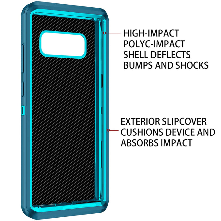 RegSun for Galaxy Note 8 Case,Shockproof 3-Layer Full Body Protection [Without Screen Protector] Rugged Heavy Duty High Impact Hard Cover Case for Samsung Galaxy Note 8,Turquoise
