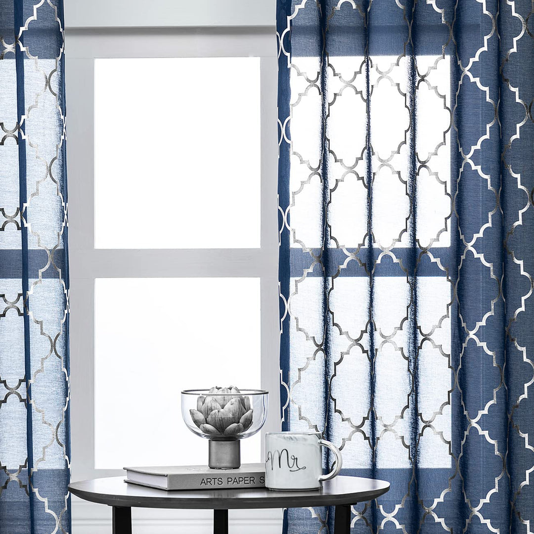 Kotile Black and Silver Curtains 84 Inch Length - Metal