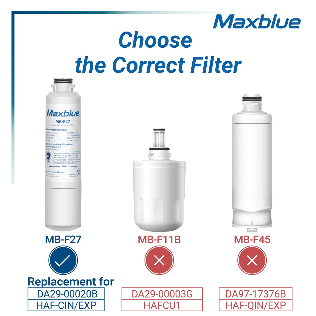 Maxblue Replacement for Samsung DA29-00020B, HAF-CIN/EXP, HAF-CIN, RF28HMEDBSR/AA, RF28K9380SR, RF263BEAESR/AA, RF28JBEDBSG, RF4287HARS, RF28HFEDTSR, DA97-08006A, Refrigerator Water Filter, 2 PACK