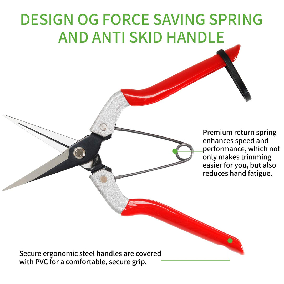 Micro-Tip Pruning Shears, Hand Pruner Snips Florist Garden Scissors with Silicone Protective Sleeve, Perfect for Cutting Buds, Flowers, Vegetables and Picking Fruit, Trimming Plants(2 Pack)