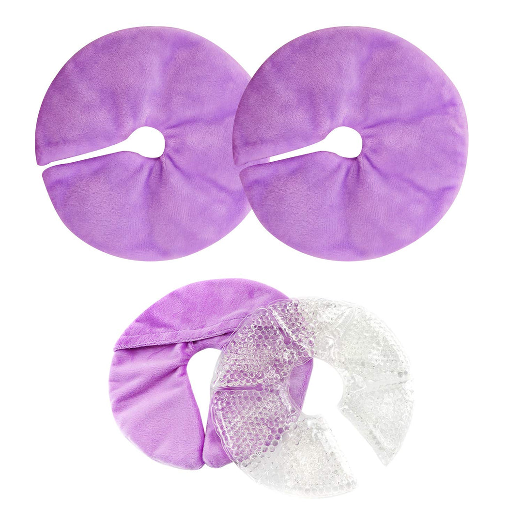 Breast Ice Pack,Breast Hot Clod Therapy Pads,Breastfeeding Gel Pads,Relieve Engorgement, plugged ducts,Engorgement and Mastitis(Purple/2 Packs)
