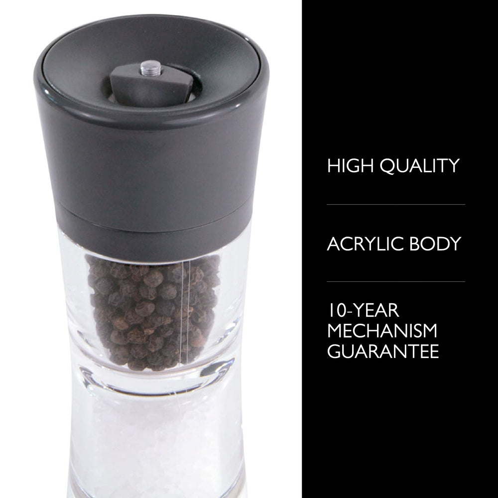 Lincoln Duo Salt and Pepper Grinder Combo, Acrylic Combination Mill Includes Premium Salt and Peppercorns